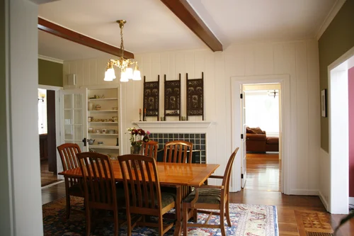 Wilson Residence — Dining room and beamed ceiling