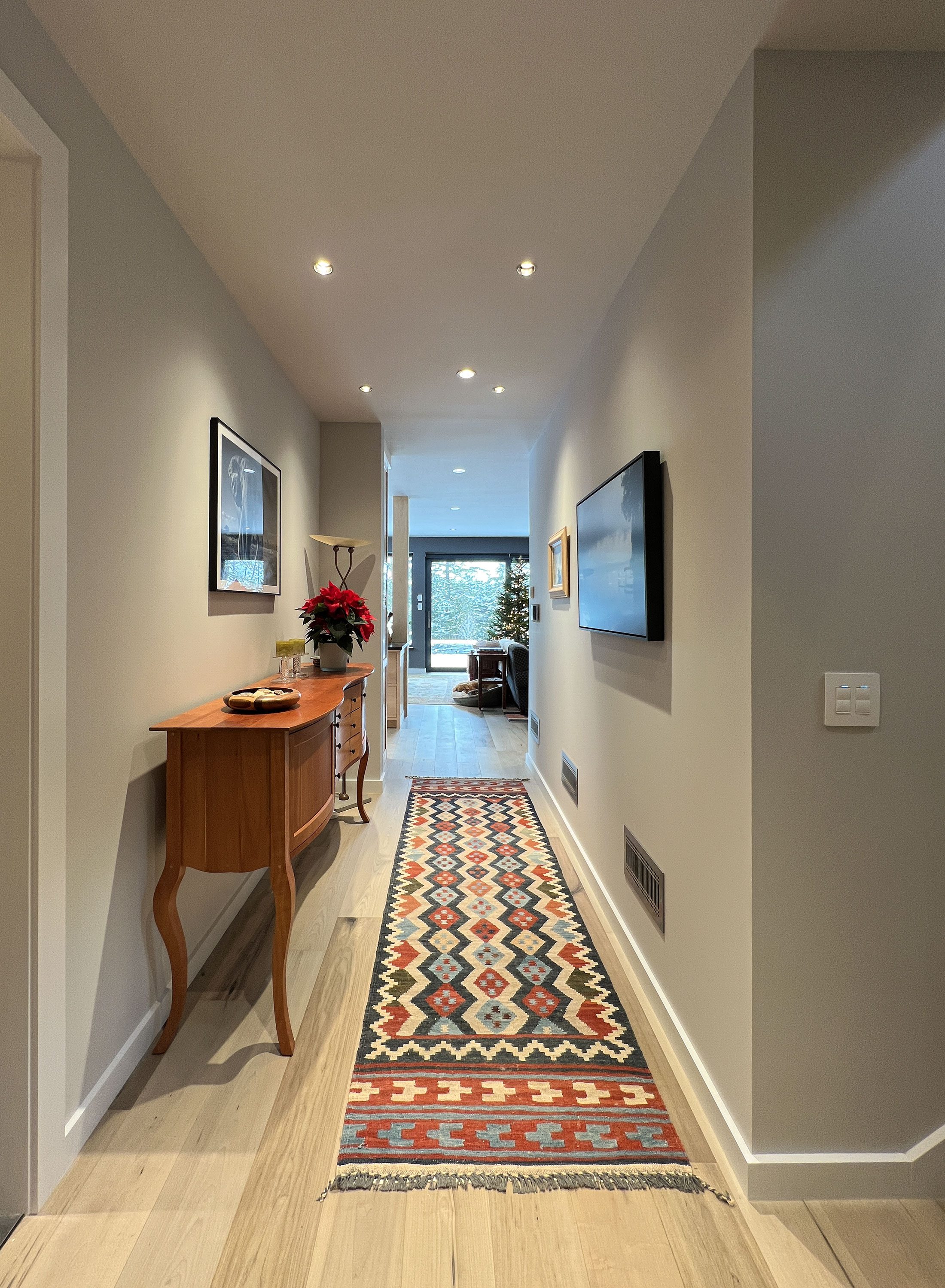 Steel Residence — Gallery hall to the bedroom wing