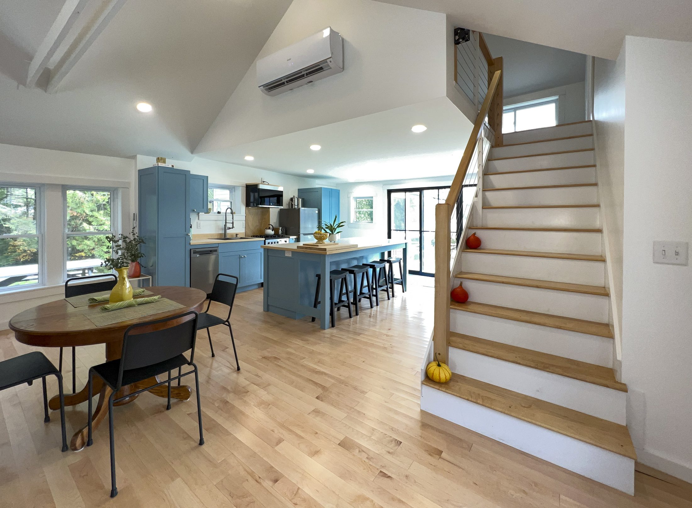 Shadow Lake Cottage — Kitchen counter and lake-facing glass
