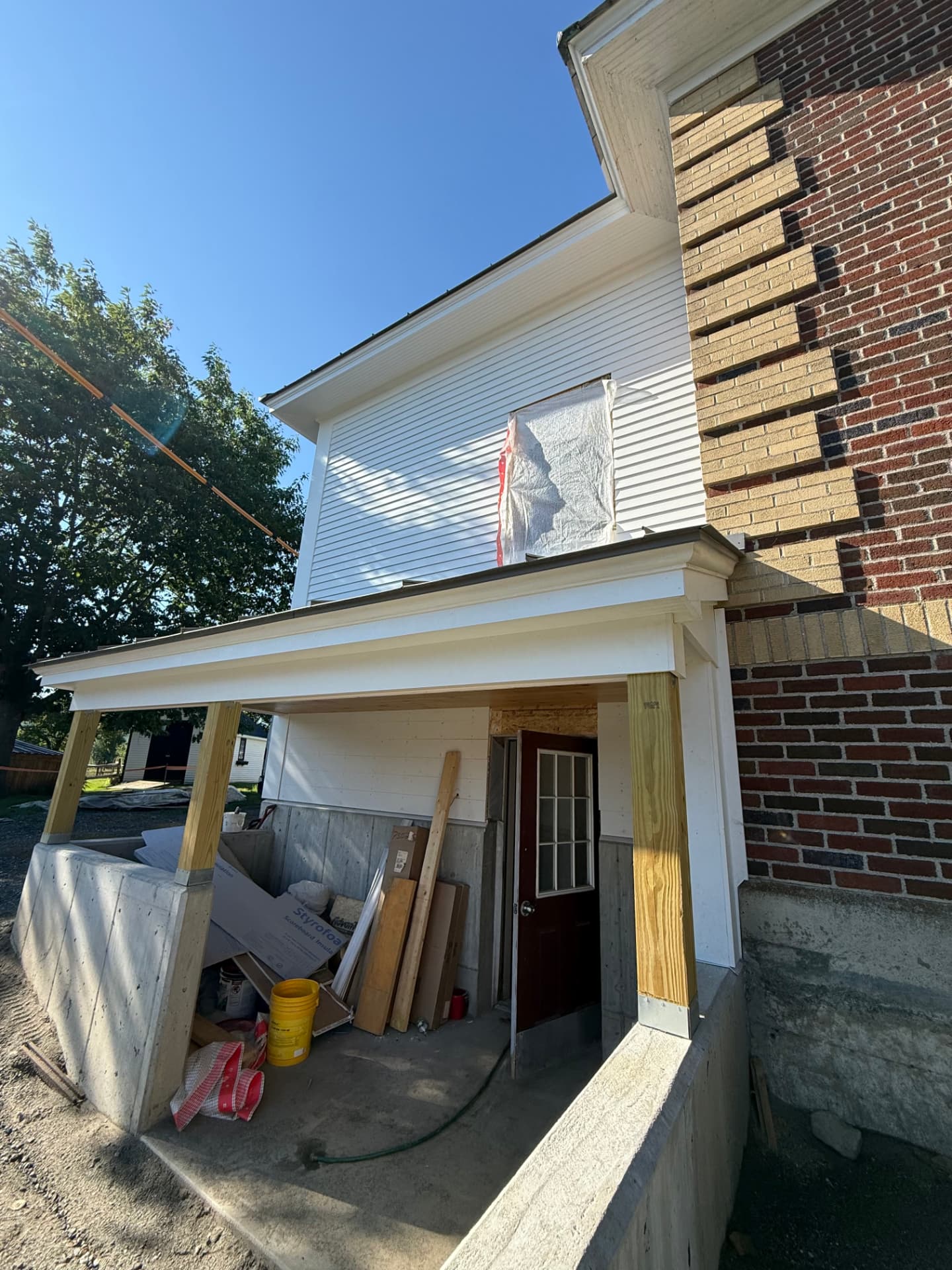 Leach Public Library — Entry porch under construction