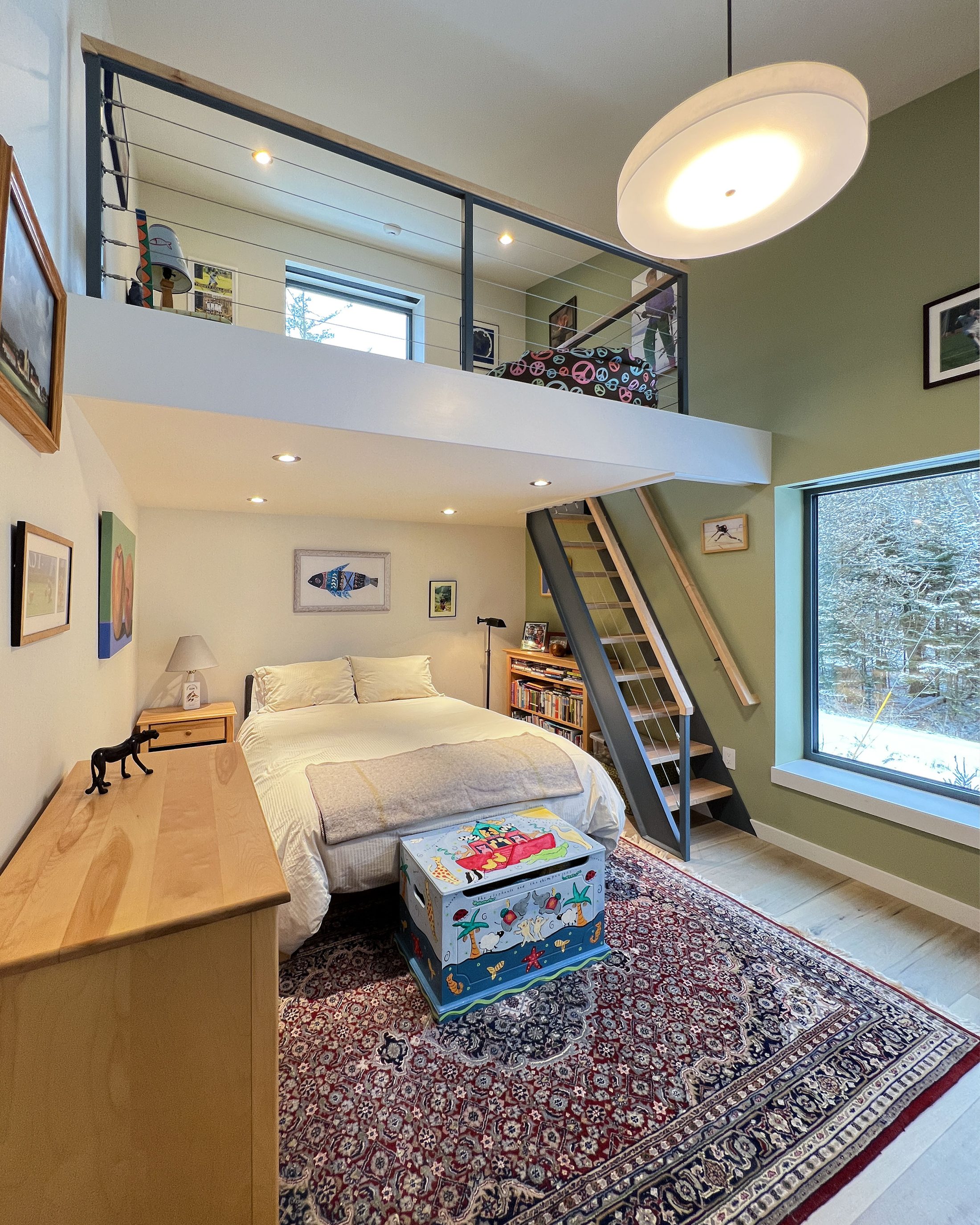 Steel Residence — Loft bedroom under the shed roof