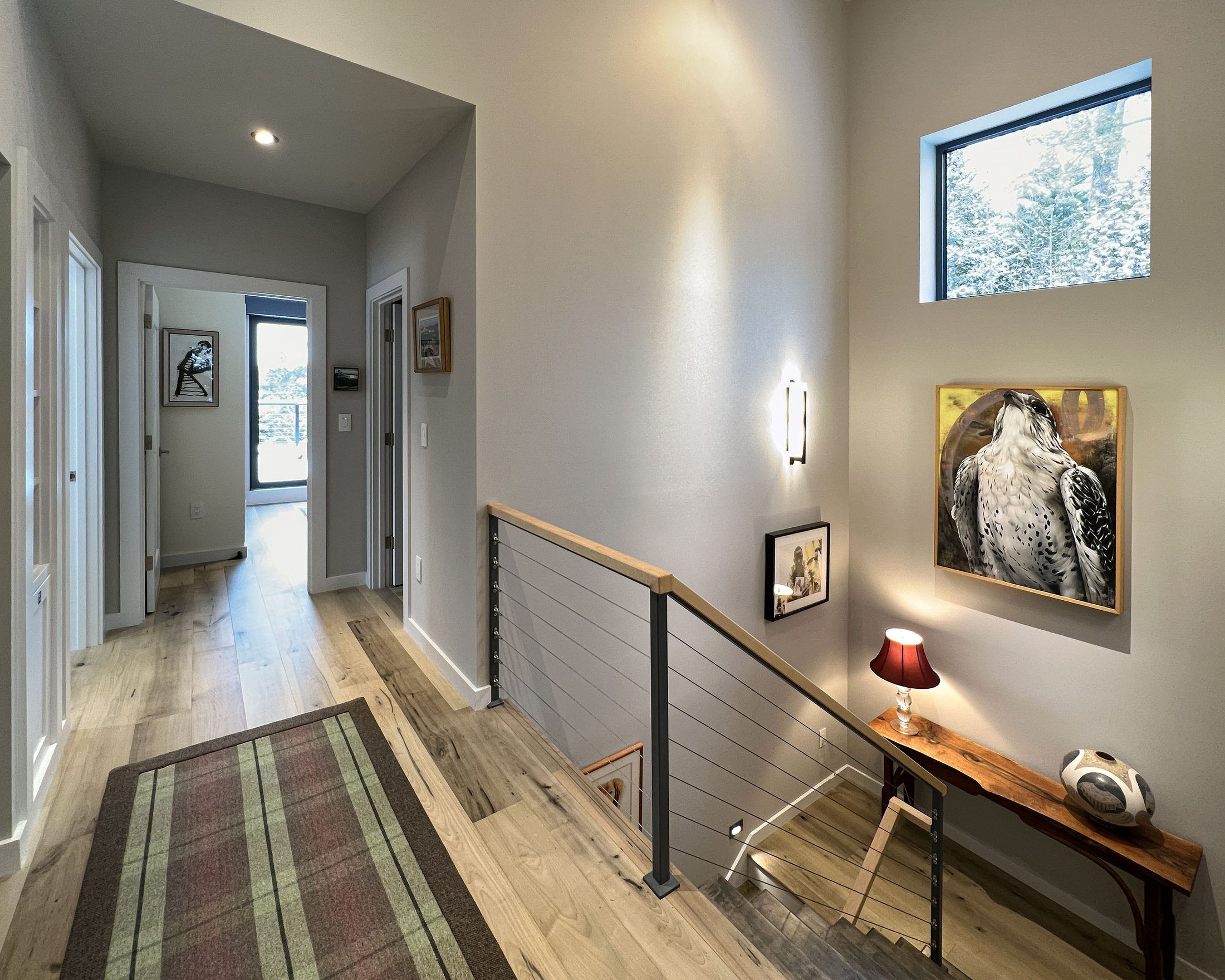 Steel Residence — Upper hall and window seat