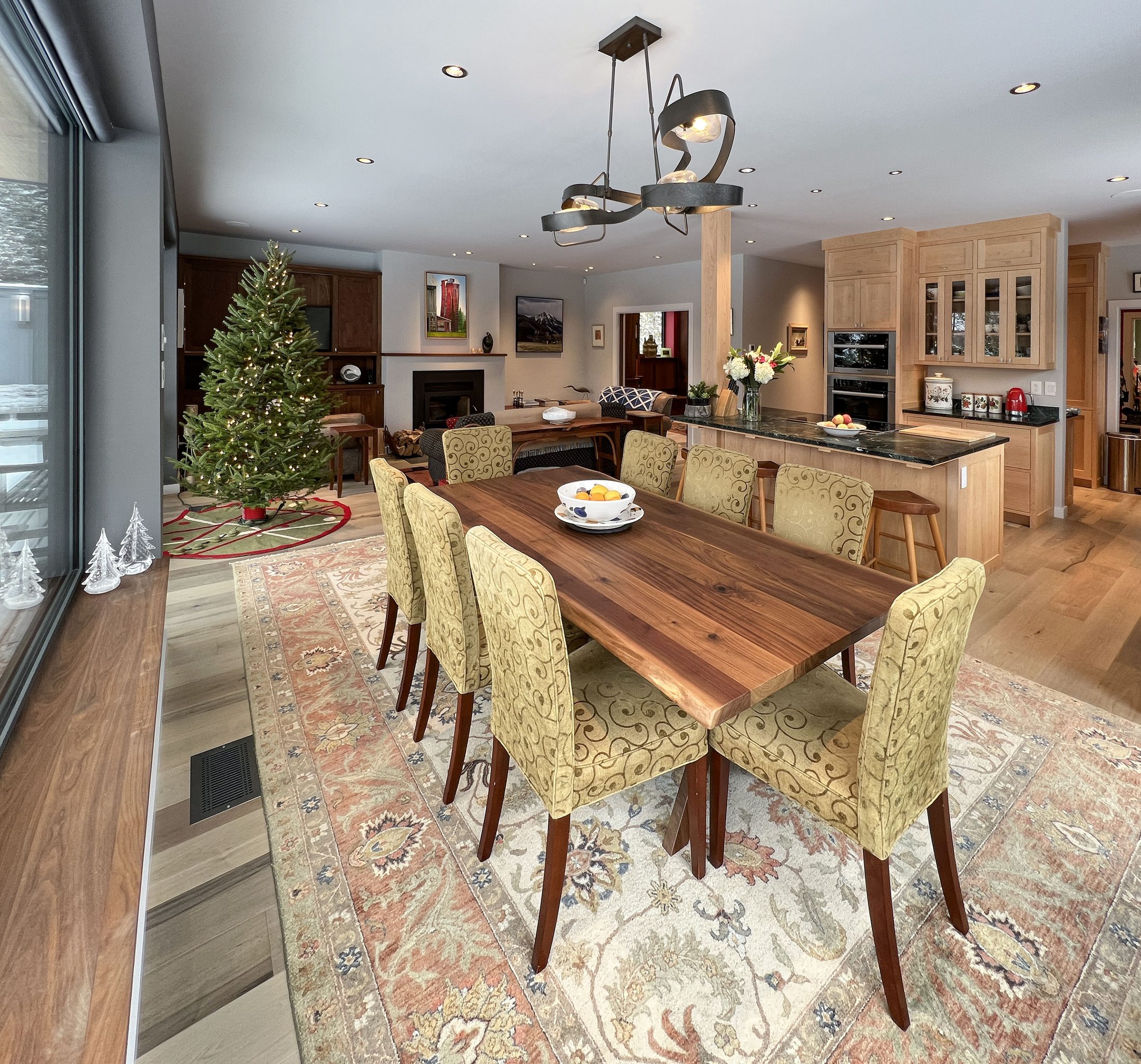 Steel Residence — Dining table under the open plan