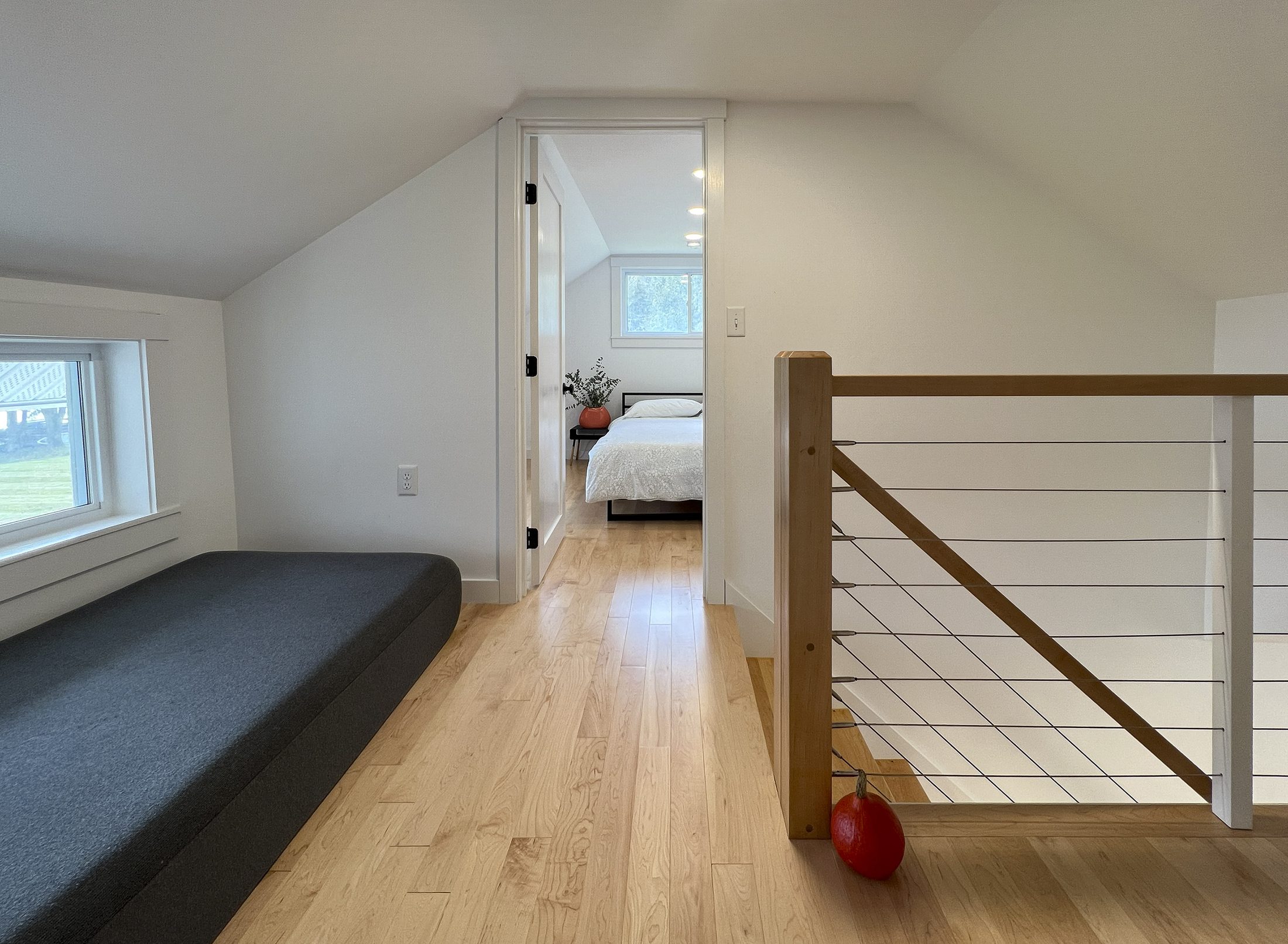Shadow Lake Cottage — Upper landing and cable rail