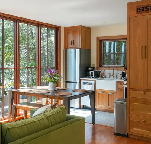 Gunther Accessory Dwelling — Dining and living looking to the trees